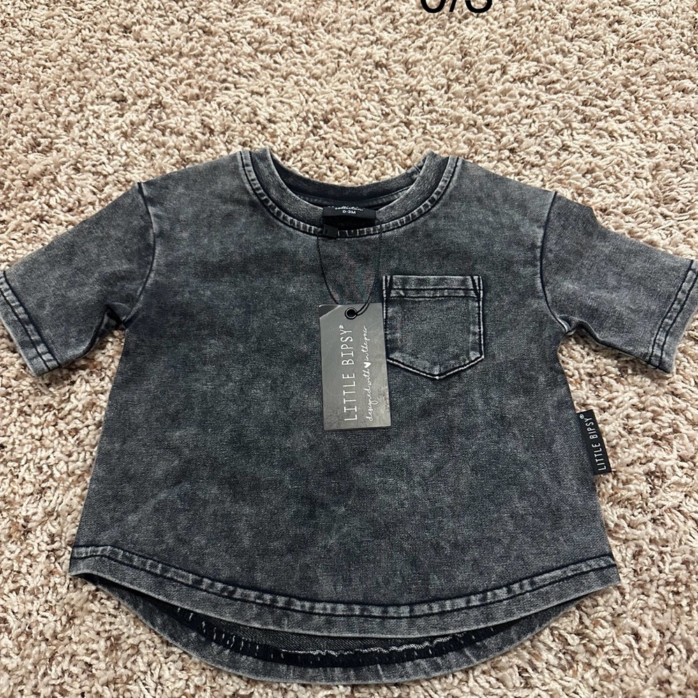 Little Bipsy Washed Black Short Sleeve Tee